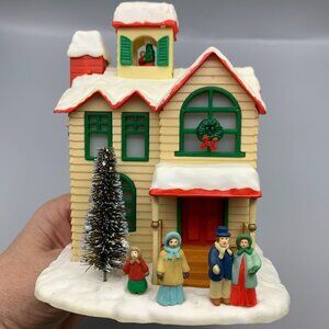 Vintage 1980 Enesco Musical Light-Up Christmas House plays "Up On The Housetop"